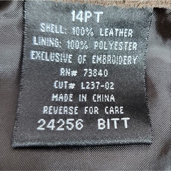 Vintage Embroidered Leather Suede A-line Fully Lined Skirt Size 14 Petite - Picture 5 of 7